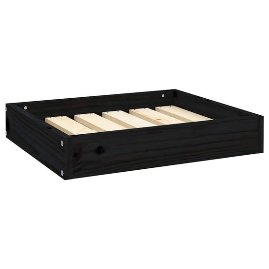Lit pour chien noir 51,5x44x9 cm bois de pin solide