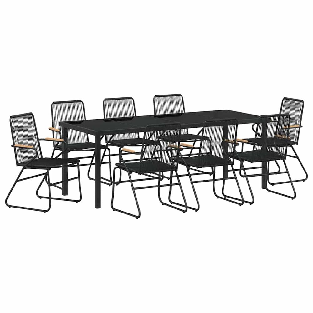 Ensemble de salle à manger pour jardin 9 pc noir