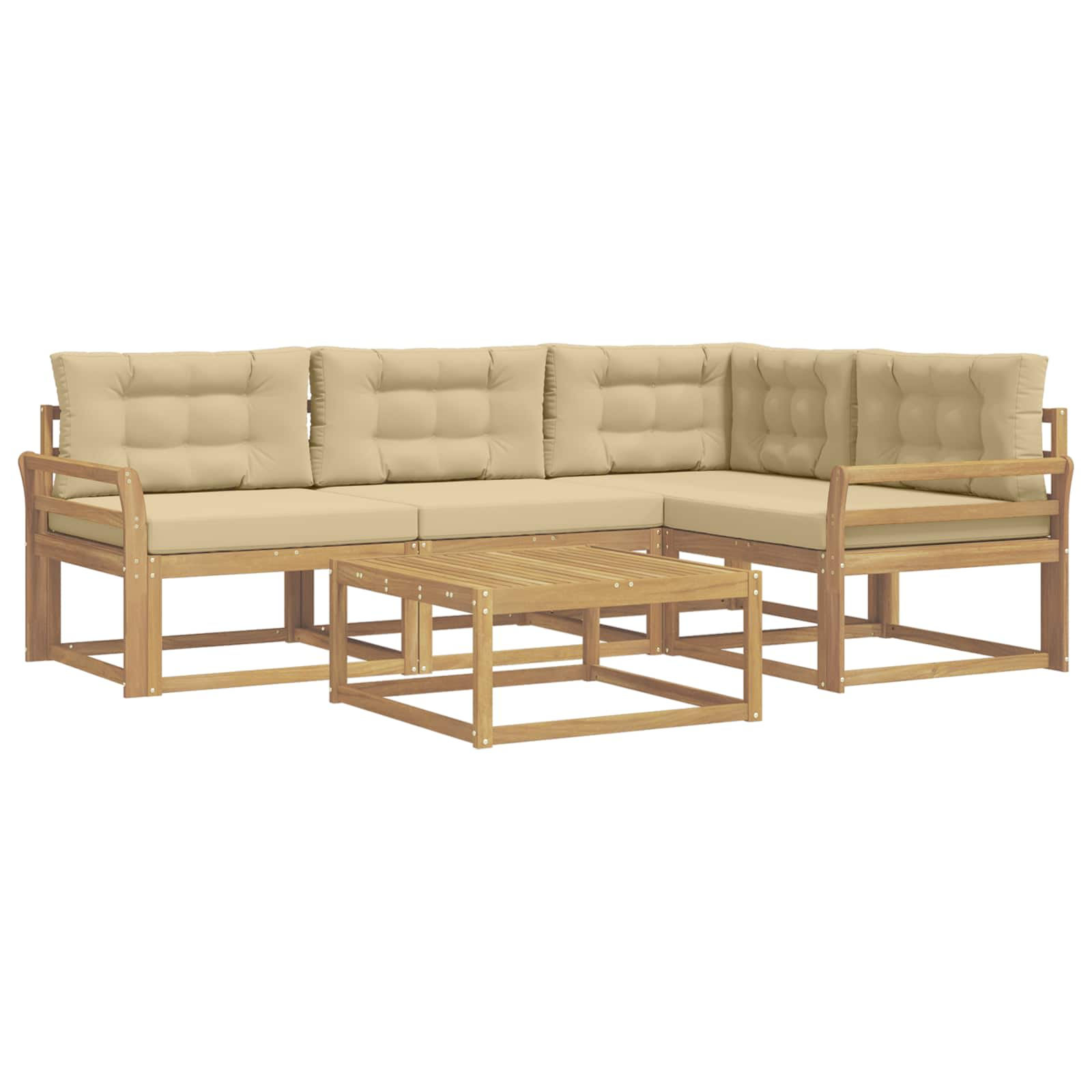 Ensemble de canapés d'extérieur 5 pcs blanc et beige