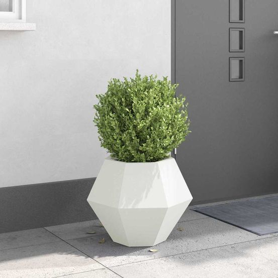 Jardinière carrée en acier pour extérieur jardin et terrasse blanc 50x50 cm