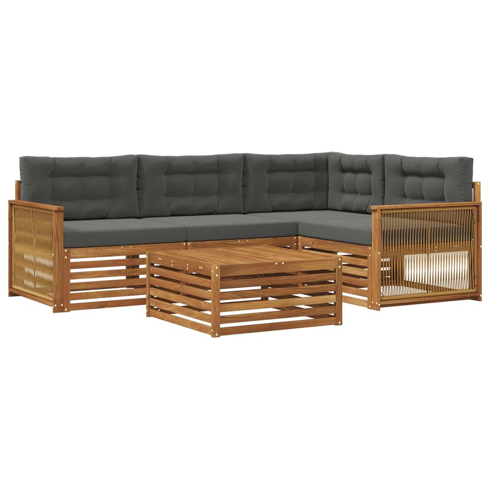 Ensemble de canapés d'extérieur 5 pc naturel et anthracite