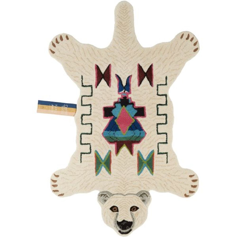 Grand tapis en laine ours blanc