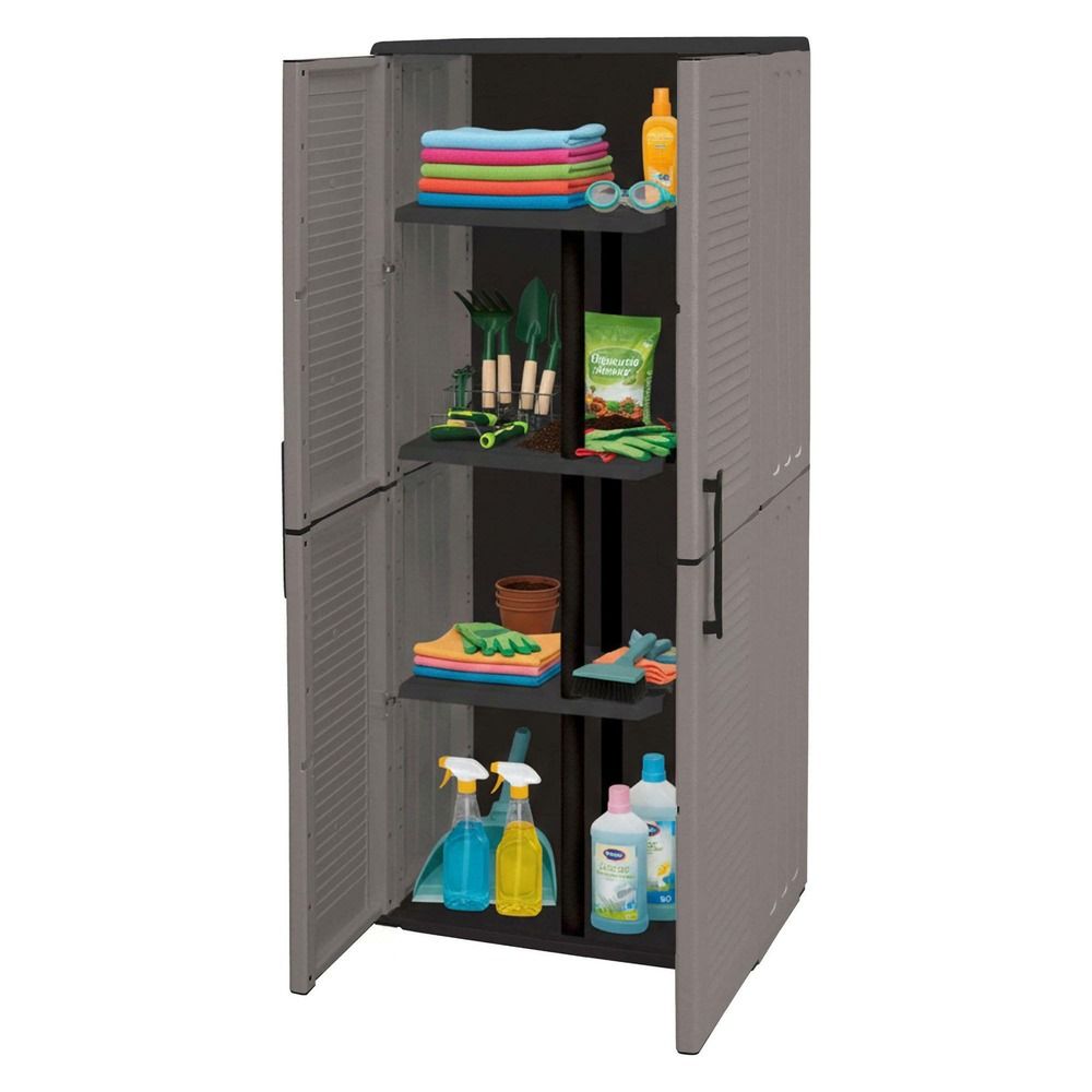 Armoire d'extérieur arabel, 3 étagères 68x37x163h cm gris