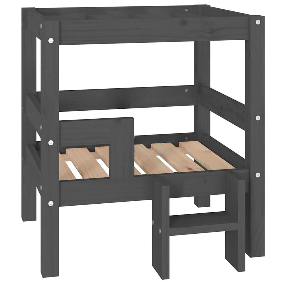 Lit pour chien gris 55,5x53,5x60 cm bois de pin solide