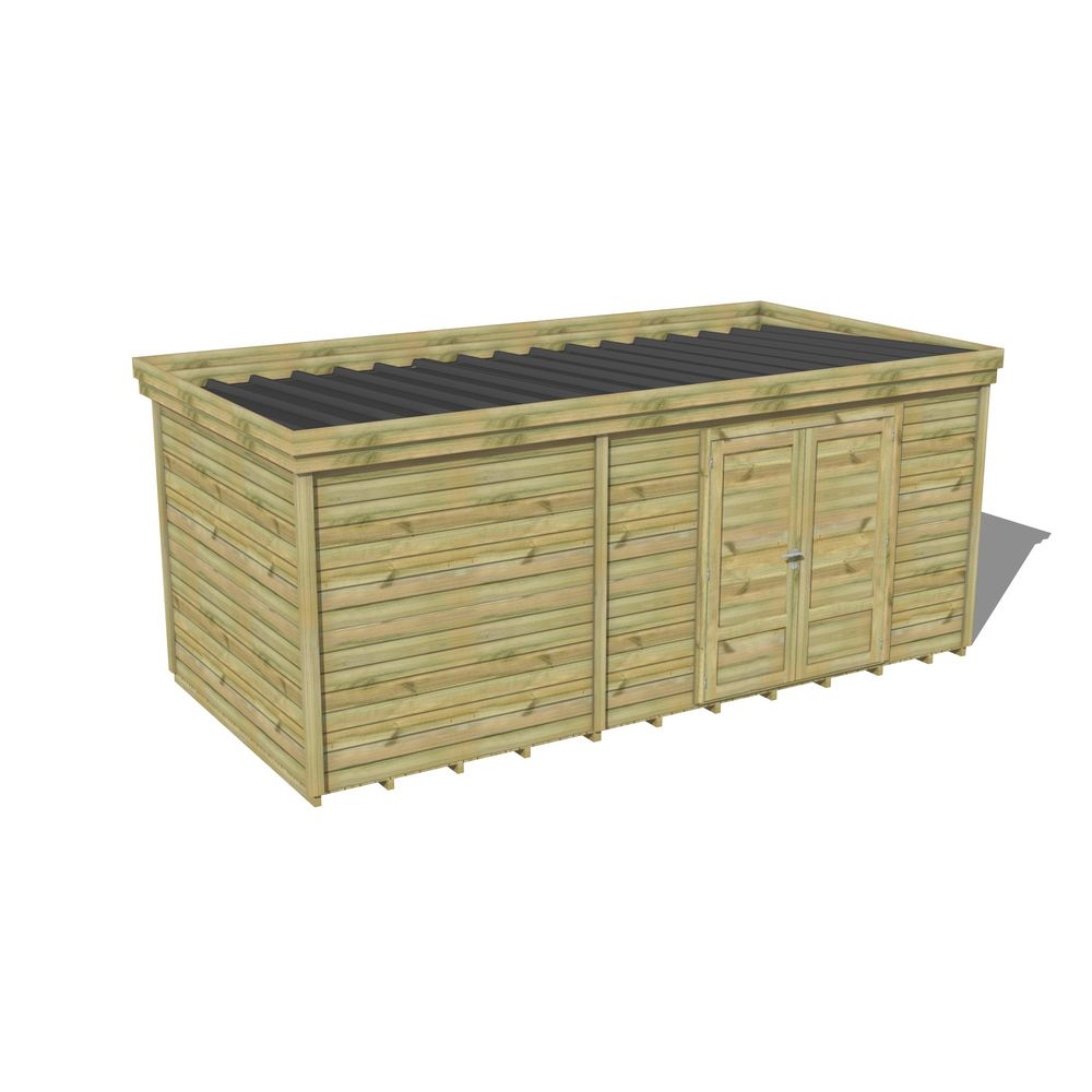 Abri de jardin bois pin traité autoclave 27mm - 5,495x2,64m / 15m2 - bac acier - plancher bois