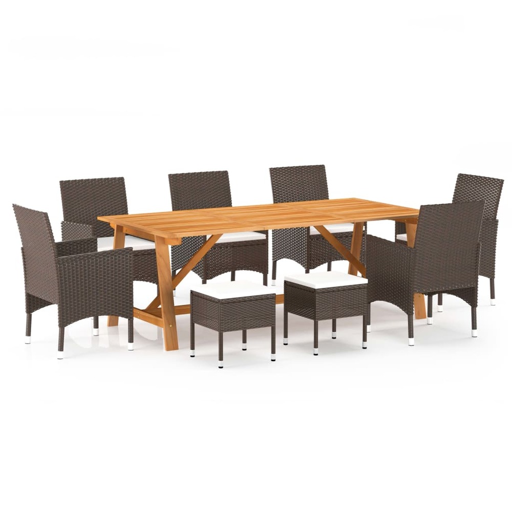Ensemble à manger de jardin 9 pcs marron