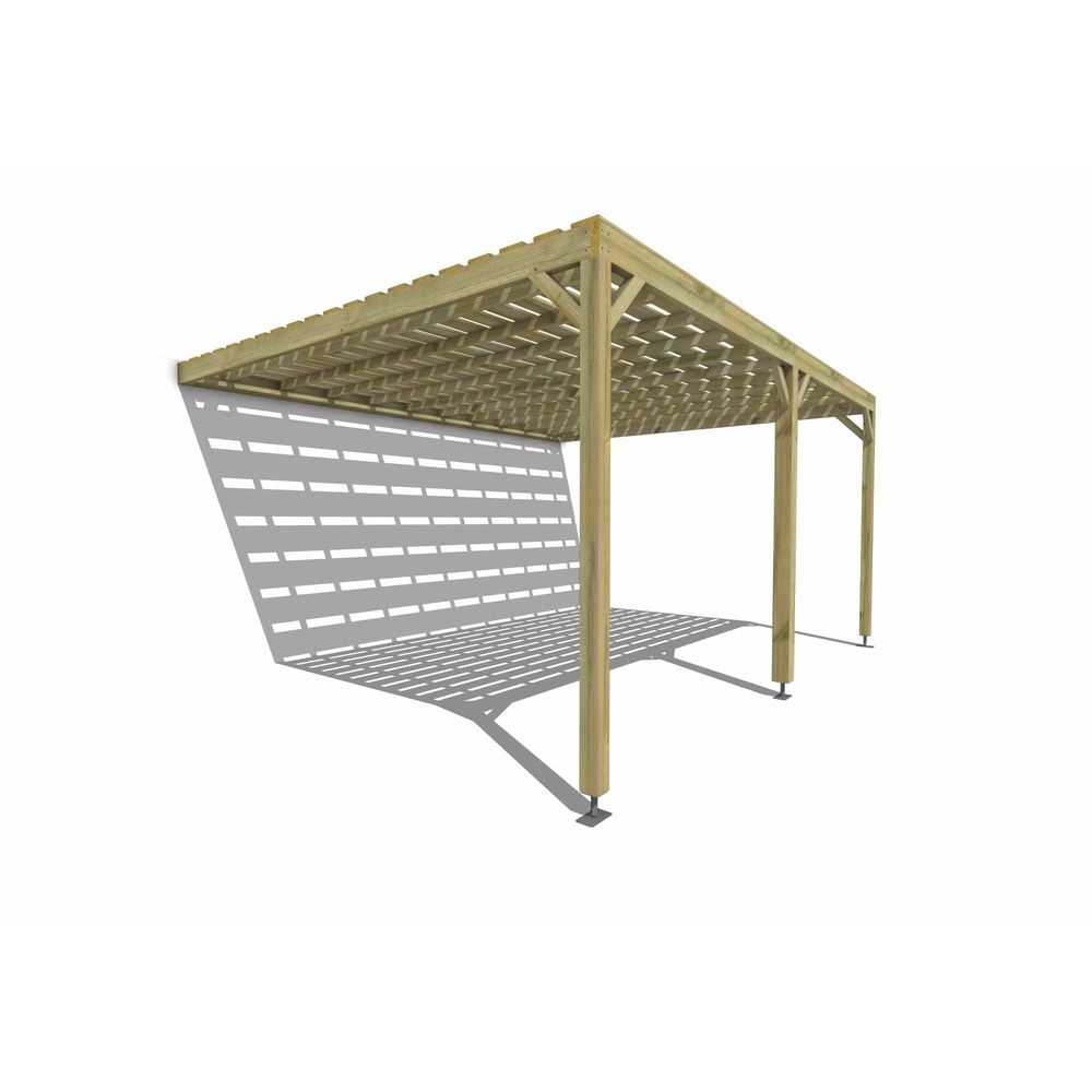 Pergola bois • 5m x 4m • adossée • sens profondeur • platelage bois • livraison comprise