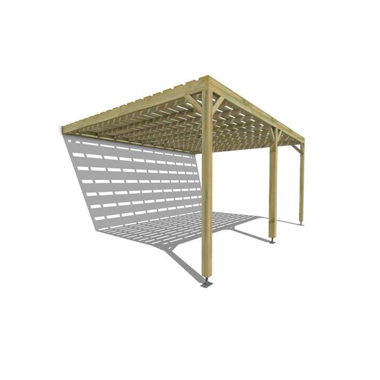 Pergola bois • 5m x 4m • adossée • sens profondeur • platelage bois • livraison comprise