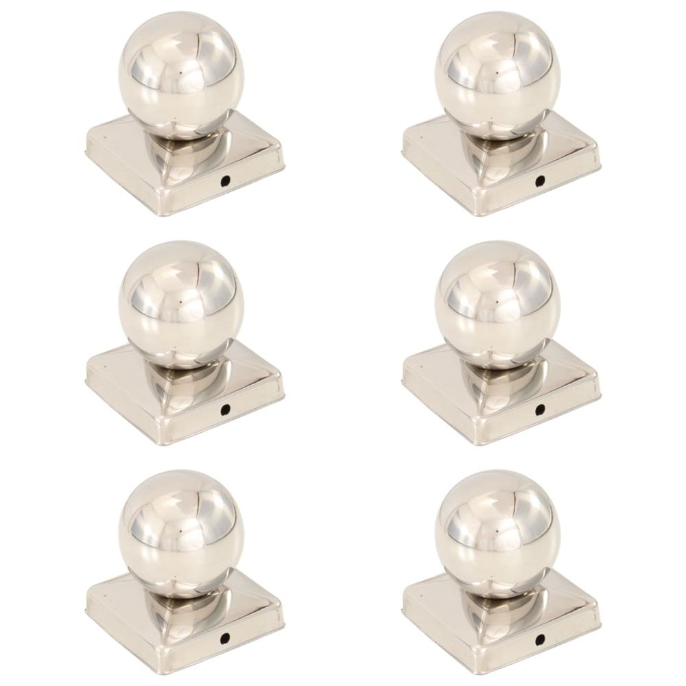 Bouchons de poteau 6 pcs globe final acier inoxydable 101x101mm