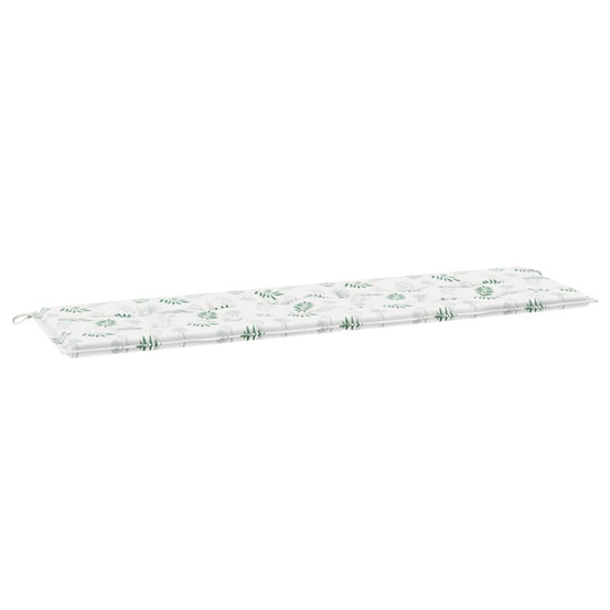 Coussin de banc de jardin floral blanc et vert 180 x 50 x 4 cm