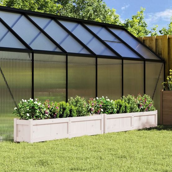 Lot de 2 jardinières blanches en bois de pin massif pour jardin 150 cm