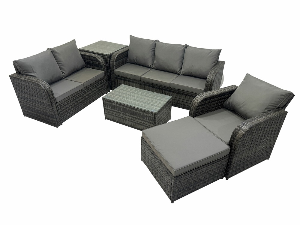 Ensembles de meubles de jardin 7 places ensemble de canapés en rotin avec 3 places grand tabouret table d'appoint