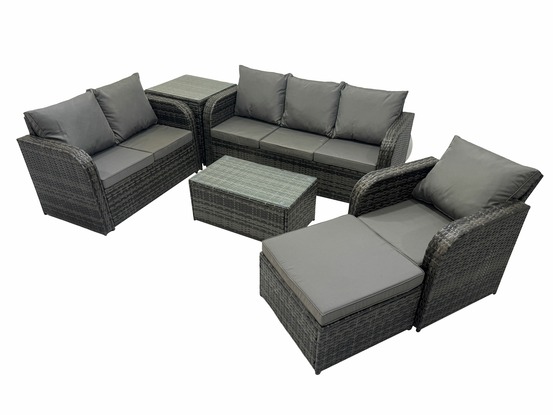 Ensembles de meubles de jardin 7 places ensemble de canapés en rotin avec 3 places grand tabouret table d'appoint