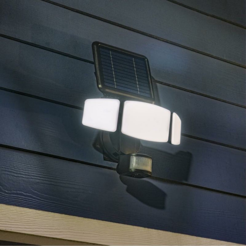 Projecteur solaire très éclairant 3 têtes 1000 lm à détection de mouvement