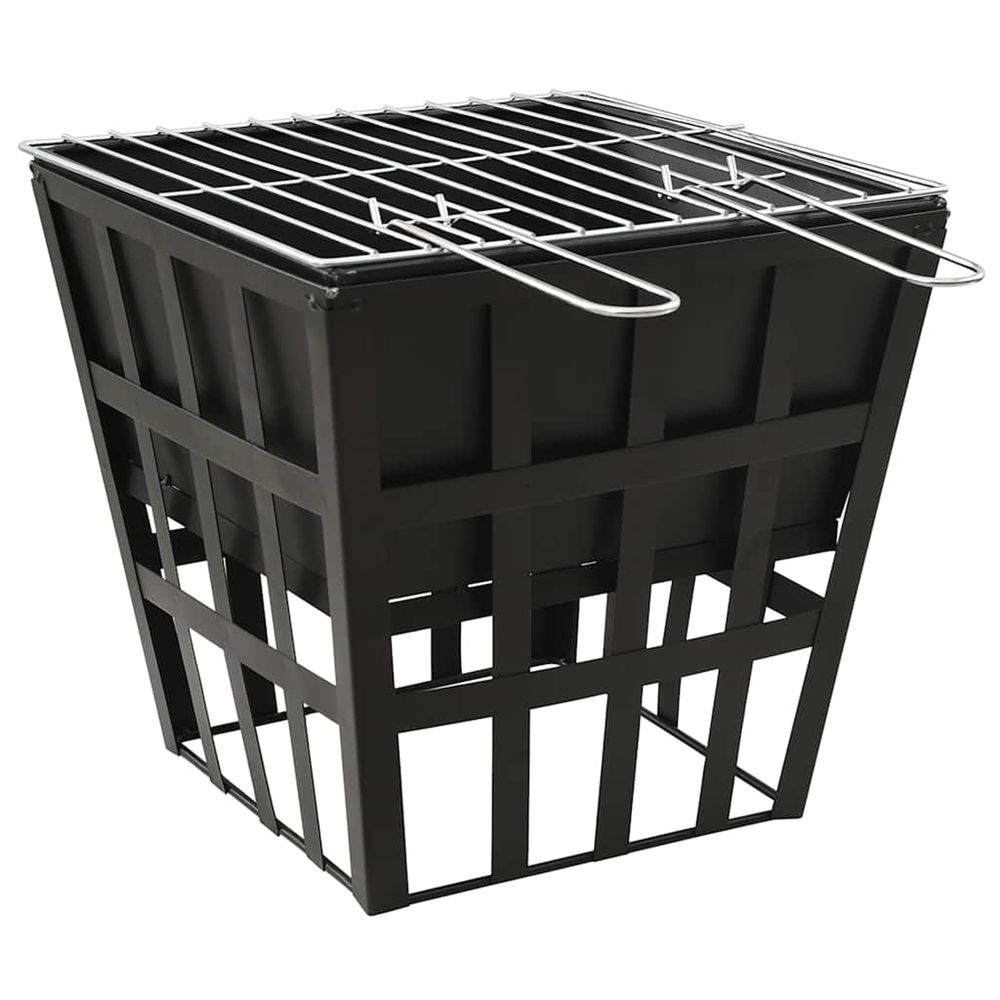 Foyer et barbecue 2 en 1 34x34x48 cm acier