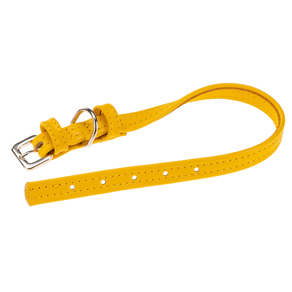 Collier pour chiens vogue cf15/36, cuir véritable, réglable, boucle en métal, jaune