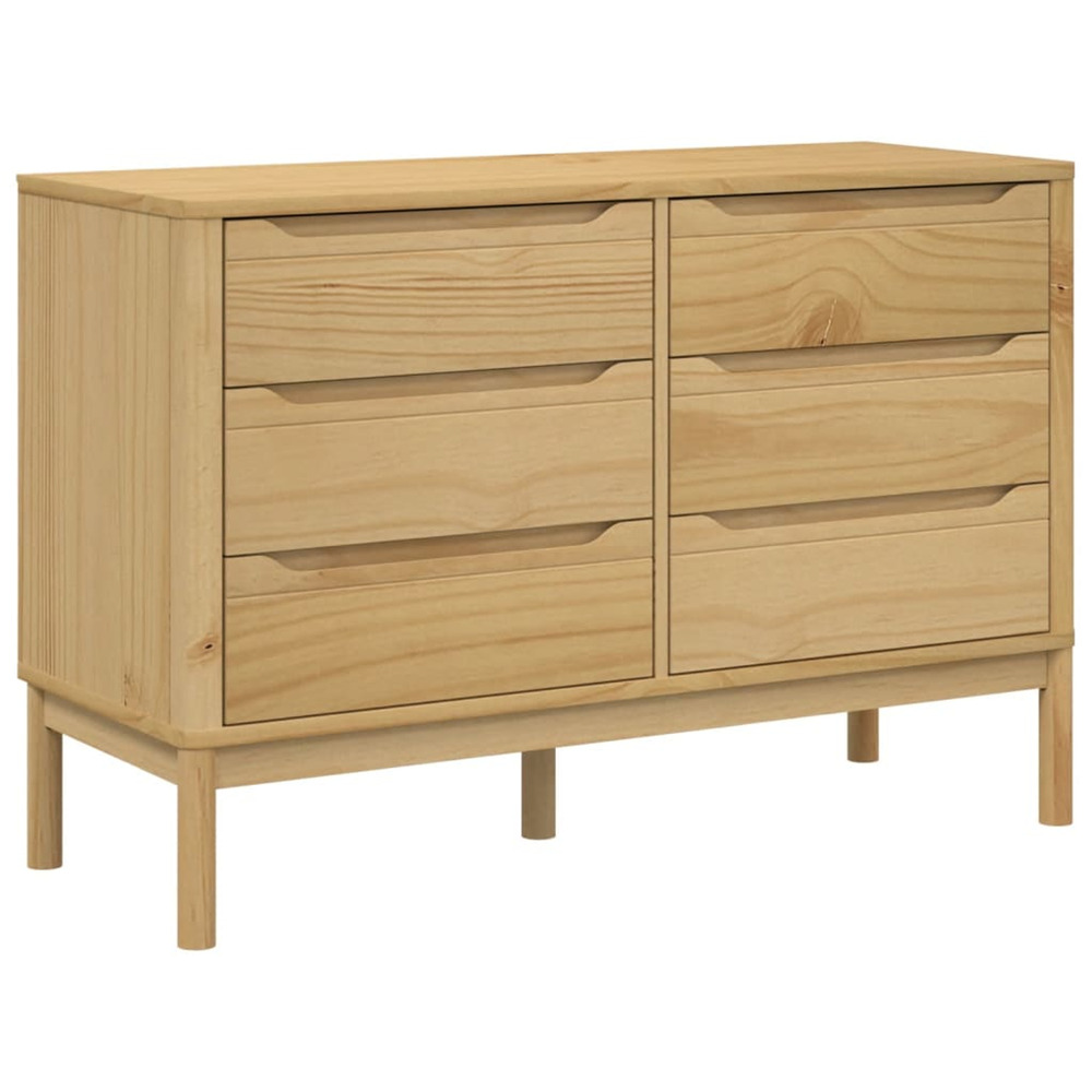 Commode floro cire marron bois de pin massif