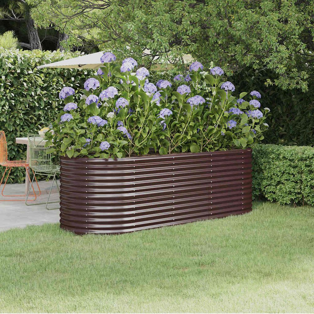 Jardinière haute ovale en acier galvanisé potager marron 224x80x68 cm