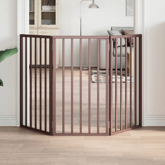 Barrière de sécurité haute pour chien en bois pliable marron 150x90 cm