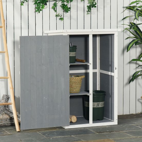 Armoire de jardin bois sapin rangement outils extérieur toit bitumé 2 étagères noir 75x56x115cm - comfortxl outdoor living