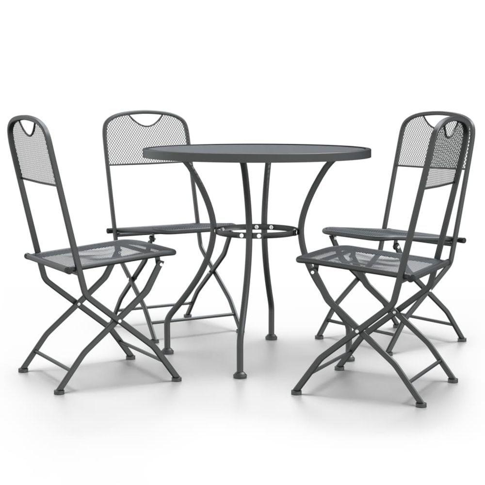 Ensemble à manger de jardin 5 pcs maille métal anthracite