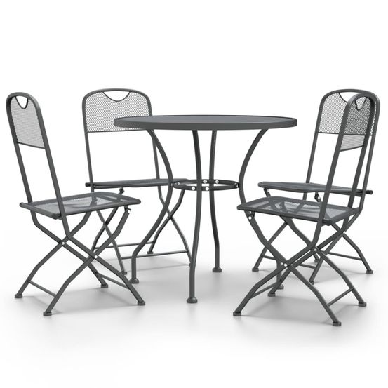 Ensemble à manger de jardin 5 pcs maille métal anthracite
