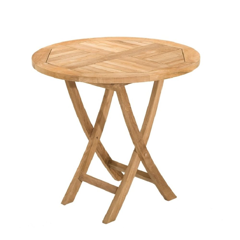 Table de jardin 2 personnes, pliante d. 80 x 80 cm en teck