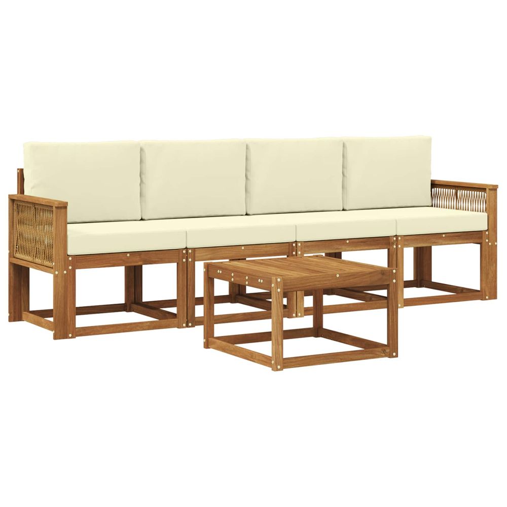 Ensemble de canapés d'extérieur 5 pc naturel et crème polyester