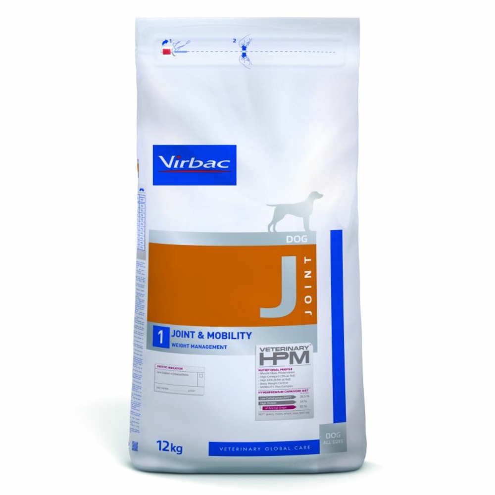 Croquettes chien veterinary hpm j1 joint & mobility - virbac 12 kg