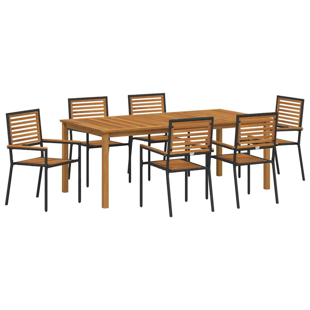 Ensemble de salle à manger pour jardin 7 pcs noir