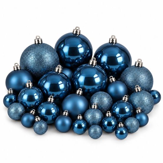 Boule de noël memike249/00224 set de 46 h8x8cm - bleu foncé