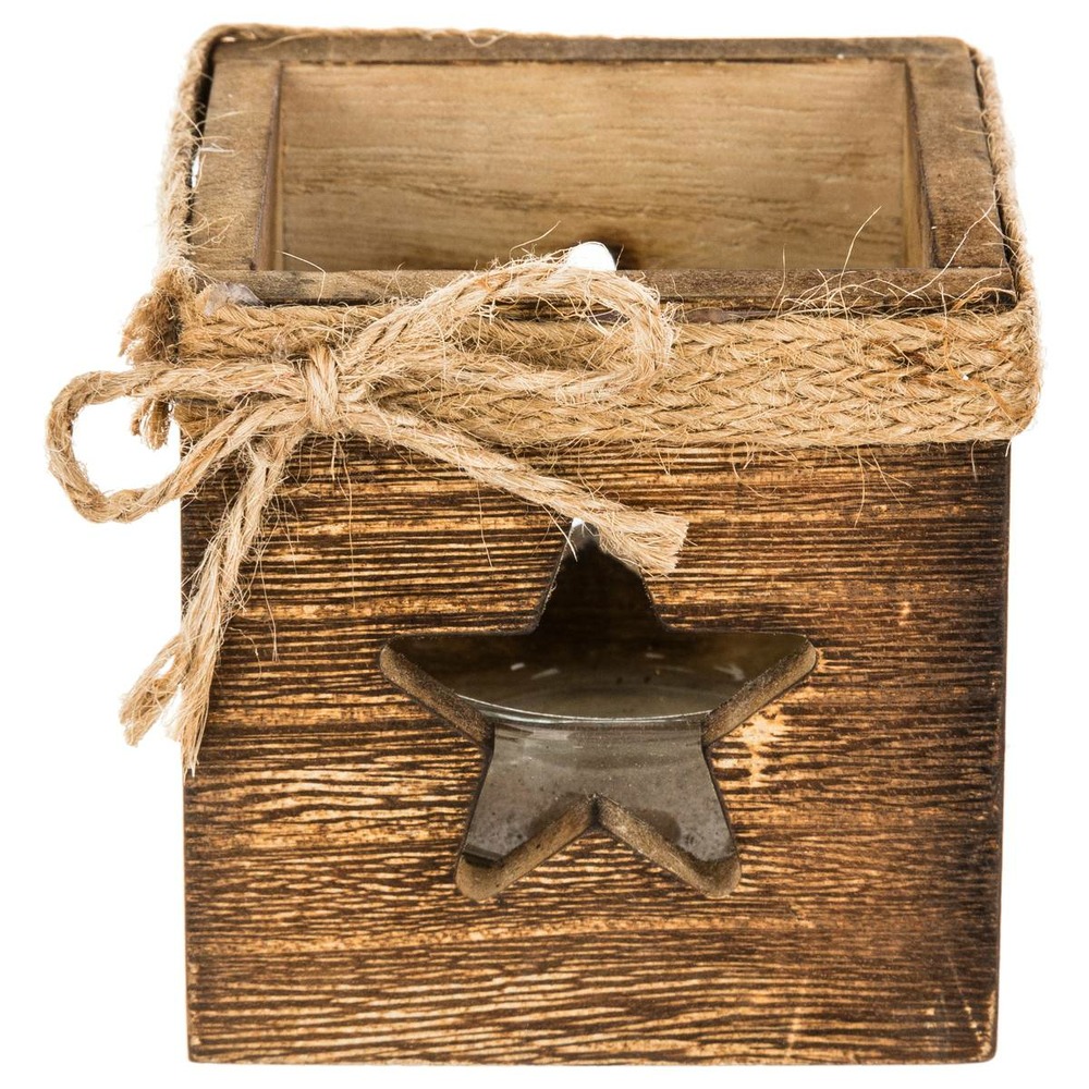 Photophore carré ajouré bois