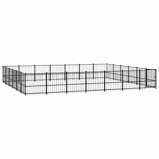 Chenil cage enclos pac animaux d'extérieur pour chiens acier 39,52 m² noir