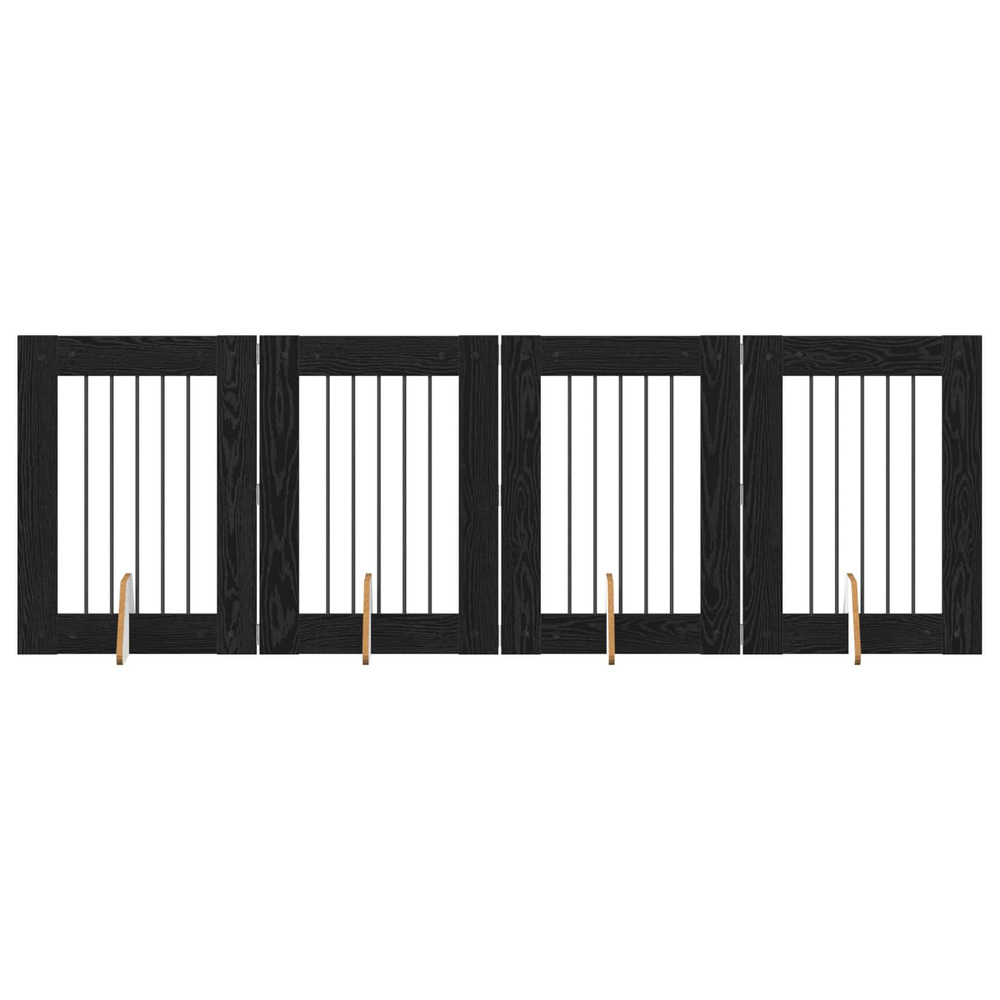 Portillon pour chien avec supports 4 pcs chêne noir 60 x 80 cm