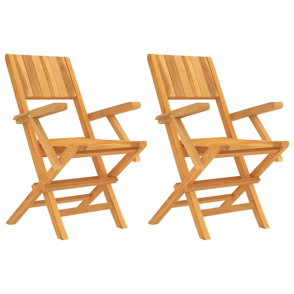 Chaises pliantes, lot de 2, 55 x 61 x 90 cm, en bois de teck massif