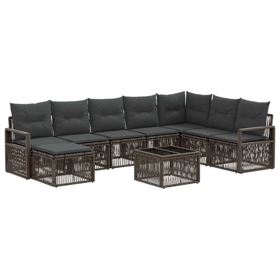 Ensemble de canapé de jardin 9 pc gris polyrotin