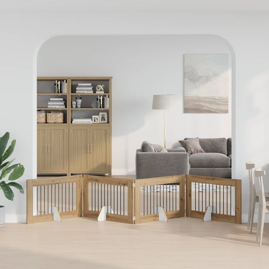 Barrière pliable chien bois d'ingénierie intérieur modulable chêne artisanal 401x60cm