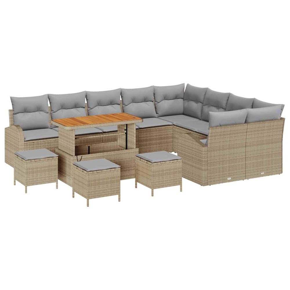 Ensemble de canapé de jardin 13 pc beige polyrotin