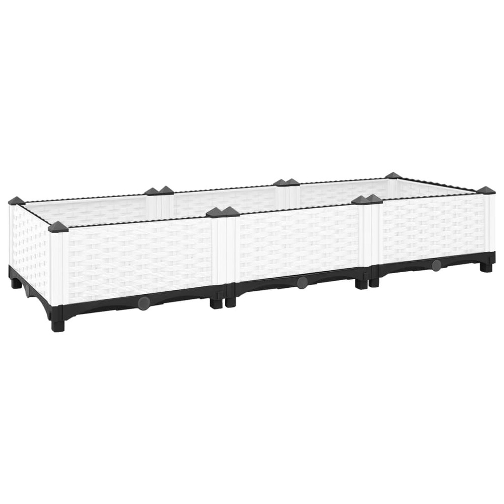 Jardinière bac lit surélevé plantes fleurs terrasse jardin 120 x 40 x 23 cm polypropylène blanc