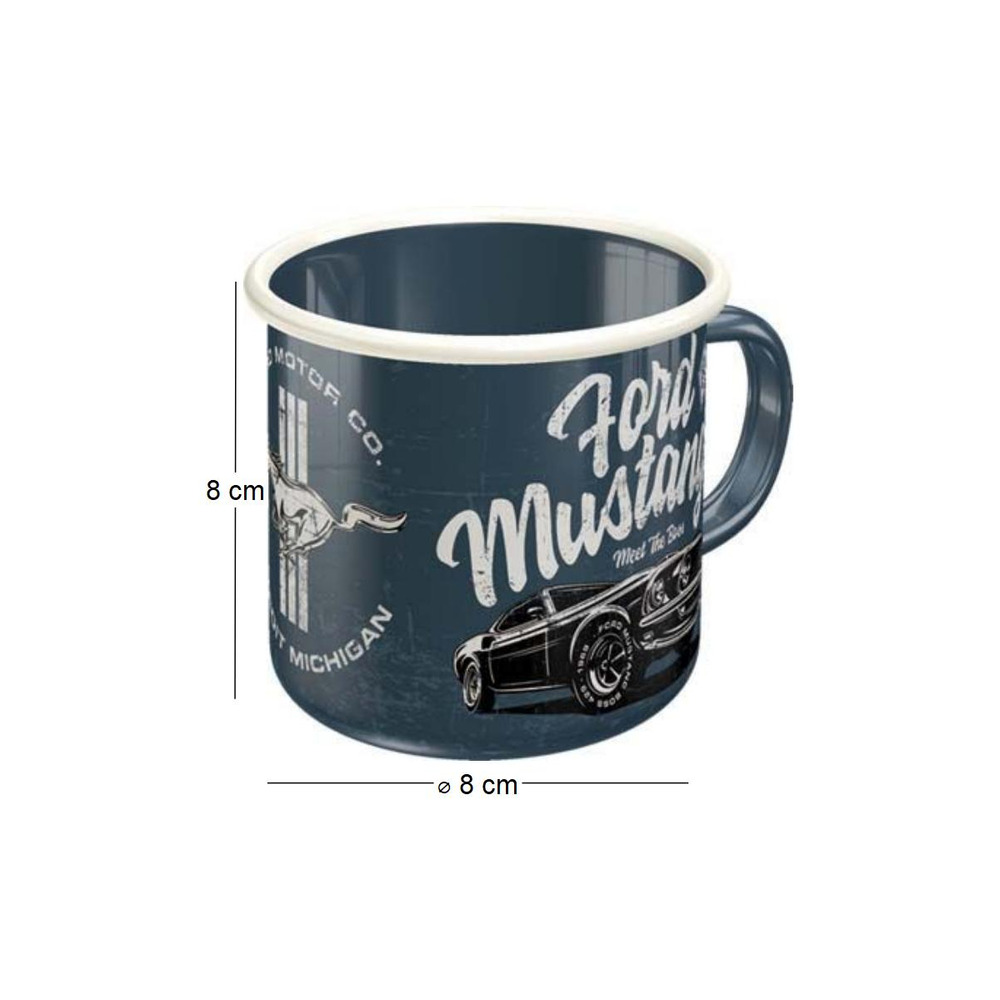 Mug publicitaire en métal émaillé 360 ml ford mustang