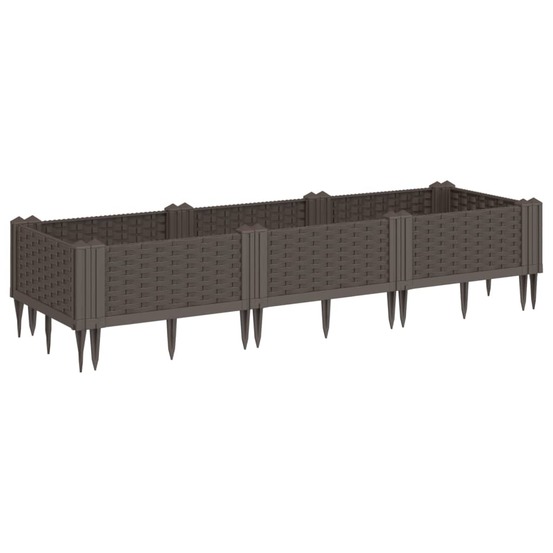 Jardinière avec piquets marron 125x40x28,5 cm pp