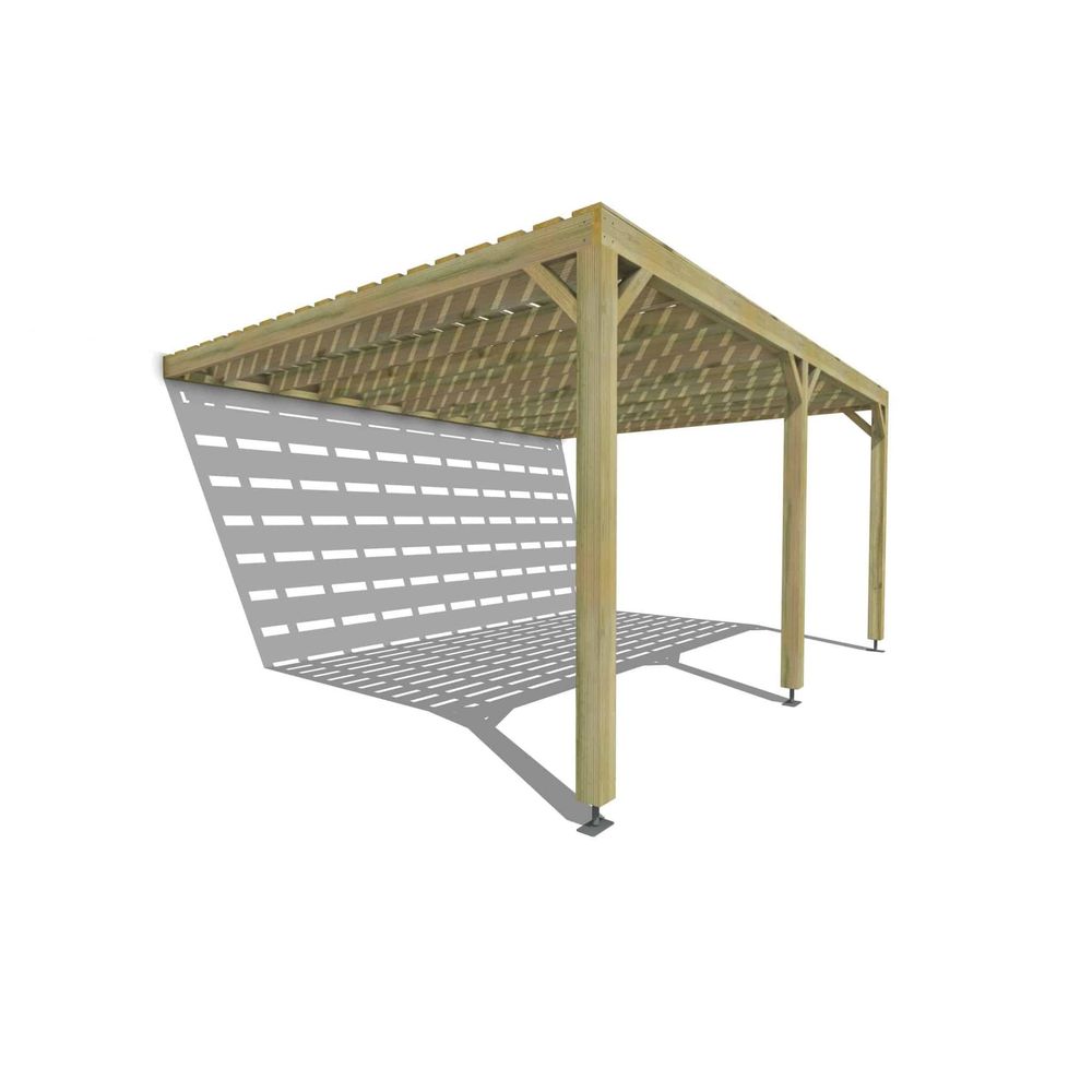 Pergola bois • 5m x 4m • adossée • sens profondeur • platelage bois • livraison comprise