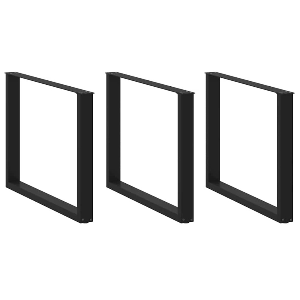 Pieds de table à manger en u 3 pièces noir 100 x (72-73) cm acier