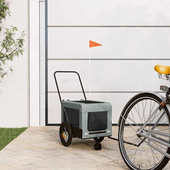 Remorque vélo pour chien 30kg poussette 2-en-1 pour balades gris