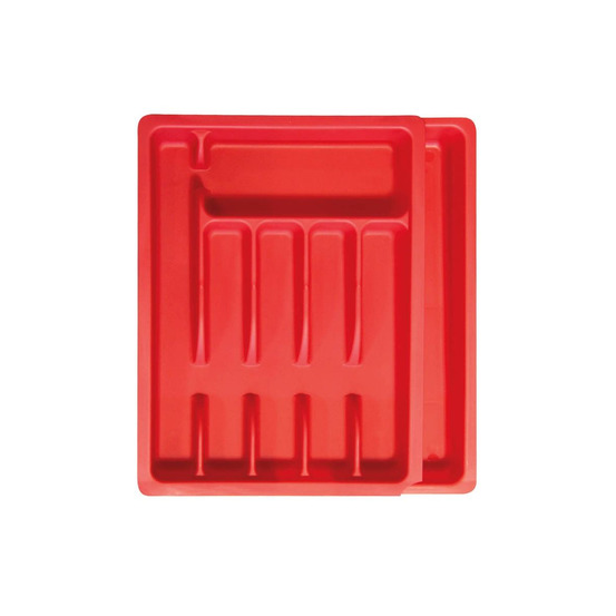 Range couverts ajustable en plastique rouge