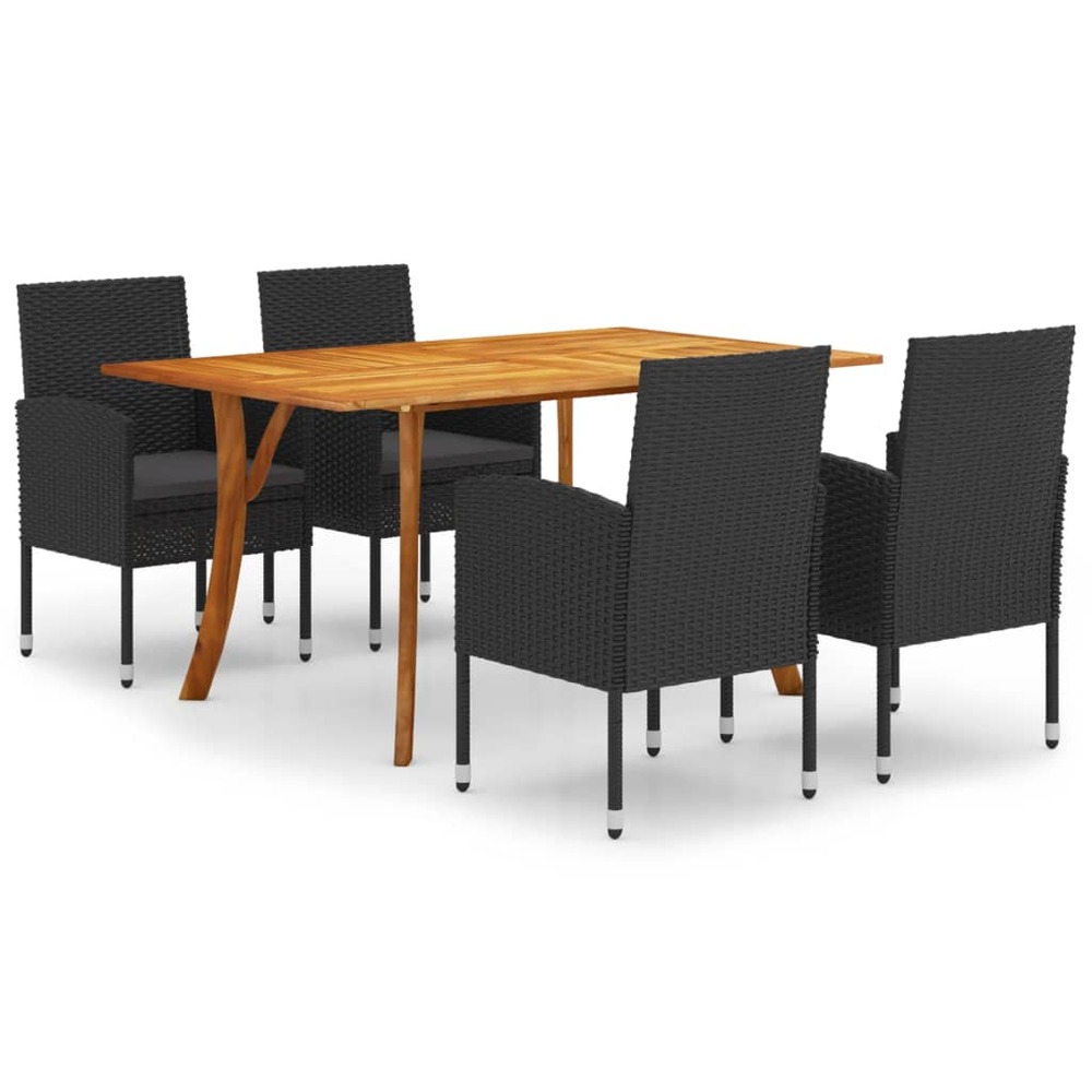 Ensemble de salle à manger de jardin 5 pcs noir