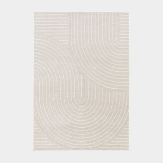 Tapis de salon - circle line - beige et écru - 120 x 170 cm