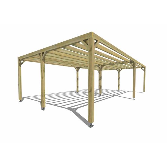 Pergola bois • 9m x 5m • indépendante • sens largeur • voilage semi-transparent inclus • livraison comprise