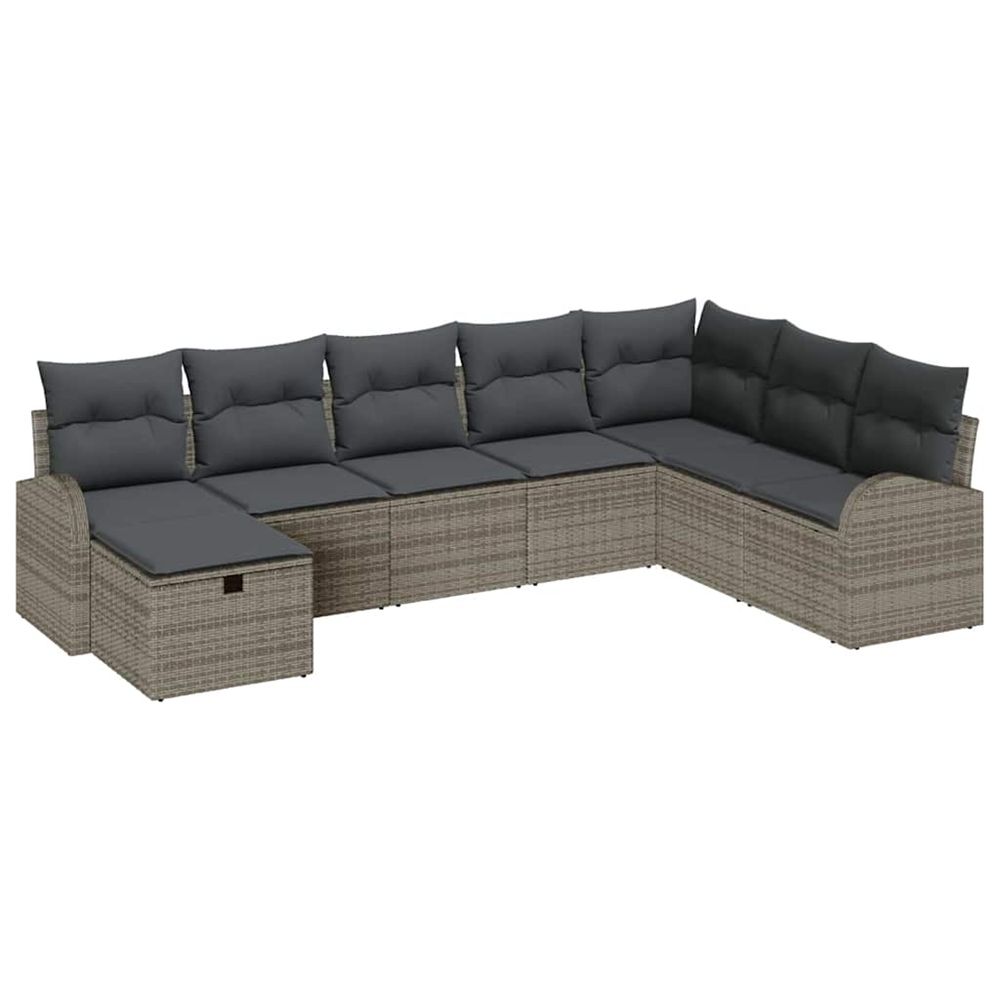Ensemble de canapé de jardin 8 pc gris polyrotin