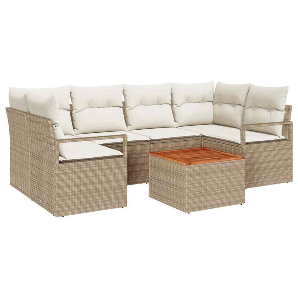 Ensemble de canapé de jardin 7 pc beige et crème polyrotin